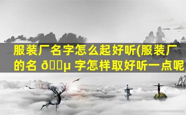 服装厂名字怎么起好听(服装厂的名 🐵 字怎样取好听一点呢)